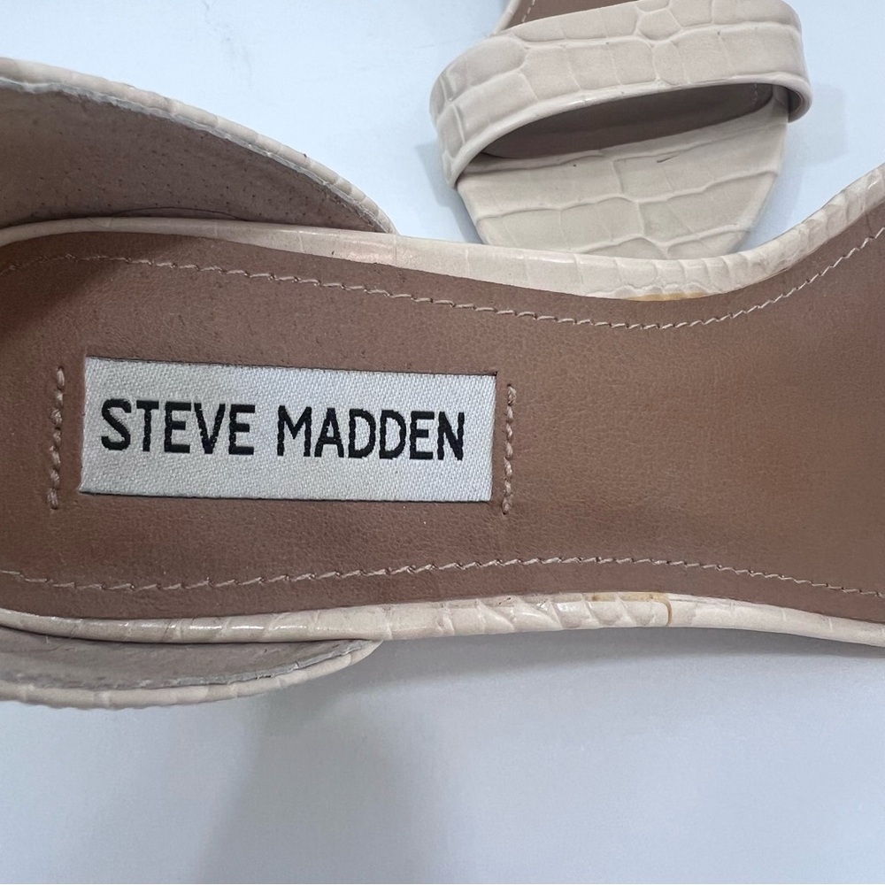 Steve Madden Irenee Open Toe Heeled Sandals, Croc Bone/Cream Block Heel, 8.5 - Picture 6 of 9